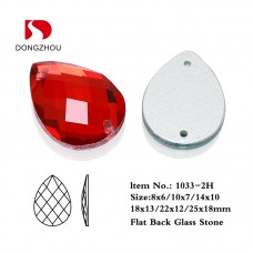 DZ-1033 drop shape with 2 hole cut flatback glass stones for clothing
